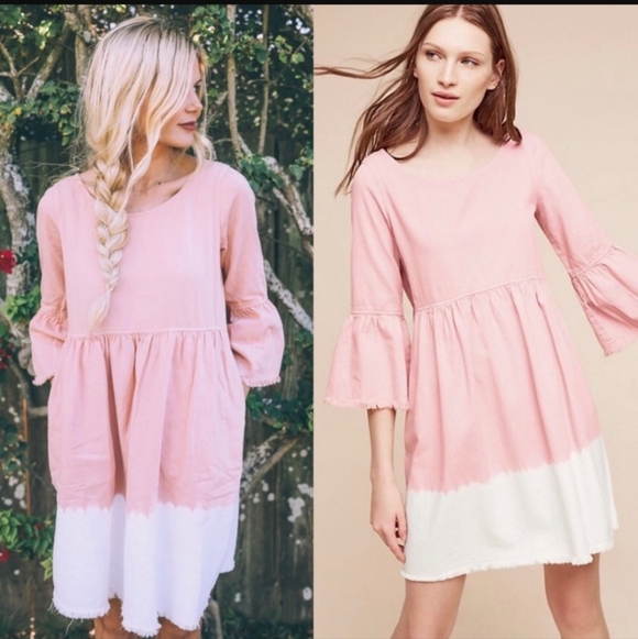 Holding Horses By Anthropologie Lilibet Dip Dye Baby Doll Dress Sz M Cotton. - Picture 11 of 11